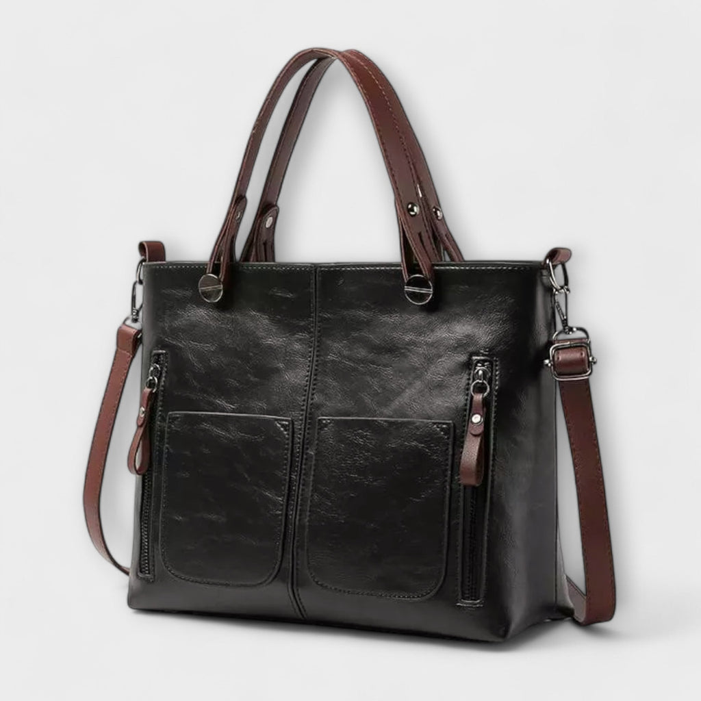 Women's Elegant Leather Bag in Brown, Black or Gray