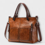 Women's Elegant Leather Bag in Brown, Black or Gray