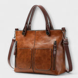 Women's Elegant Leather Bag in Brown, Black or Gray